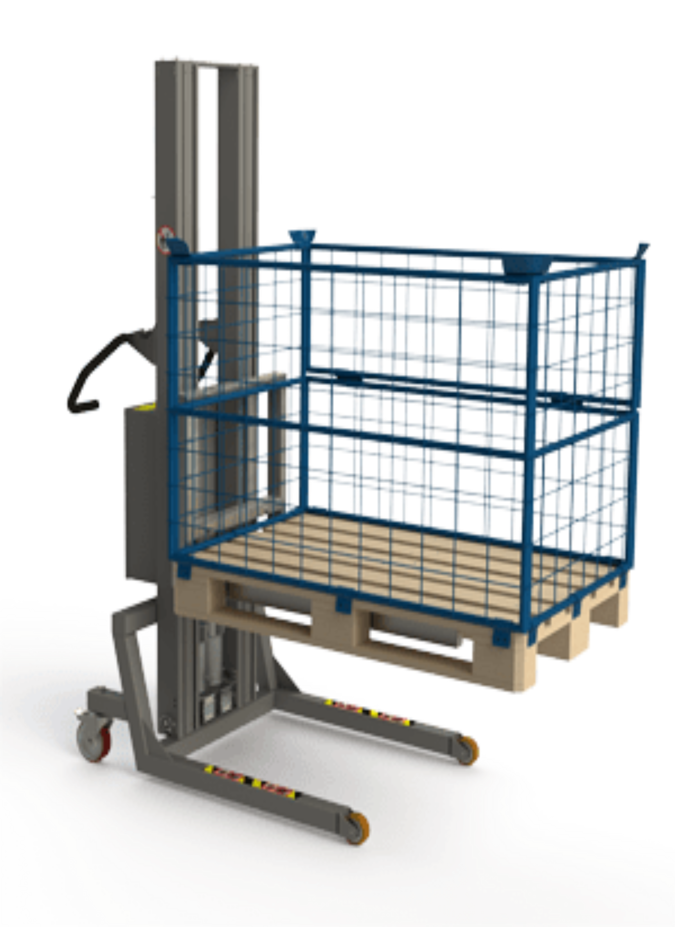 Industriel elektrisk pallestabler: Euro palle med bur. 2Lift.