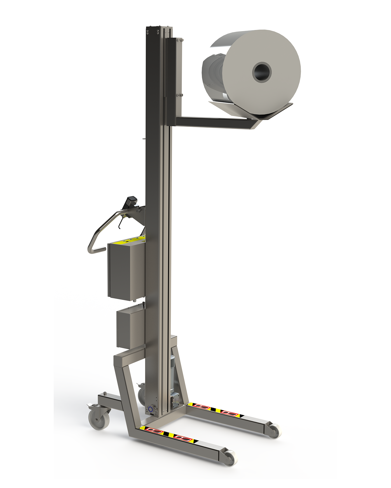 Rulleløfter med eksternt greb, med bom og V-blok. 2Lift ApS.