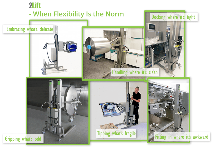 Flexible material handling solutions and custom portable lifters for heavy industrial use.