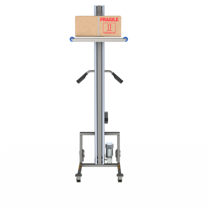 Electric lightweight lifter in aluminium with plastic platform for lifting boxes up to 80 kg.