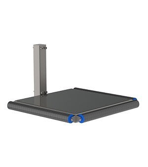Metalplatformen med ruller (MPR) er et enkelt, men alsidigt ergonomisk løfteværktøj til nemt at af- og pålæsse laster. Set forfra, billede 1. 