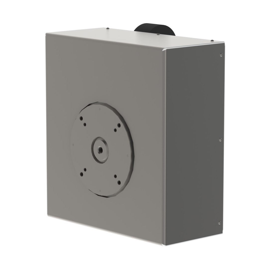 Dette smarte løfteværktøj, den elektriske drejeenhed (ERU), er designet til at rotere laster såsom tønder eller ruller. Set forfra, billede 1. 
