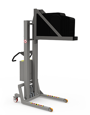 Materialelift med løfteværktøj specielt designet til at håndtere kassetter. En OEM lagerløsning. 2Lift ApS.