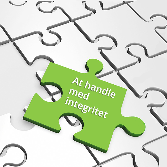 2Lifts adfærdskodeks. Et billede af en puslespilsbrik med teksten "At handle med integritet".