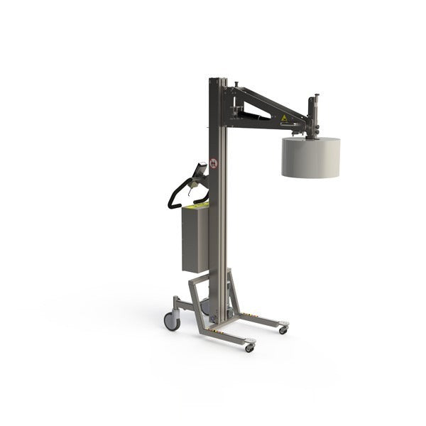 Denne fuldt ud elektriske rulleløfter er i stand til at løfte og vippe ruller op til 100 kg.