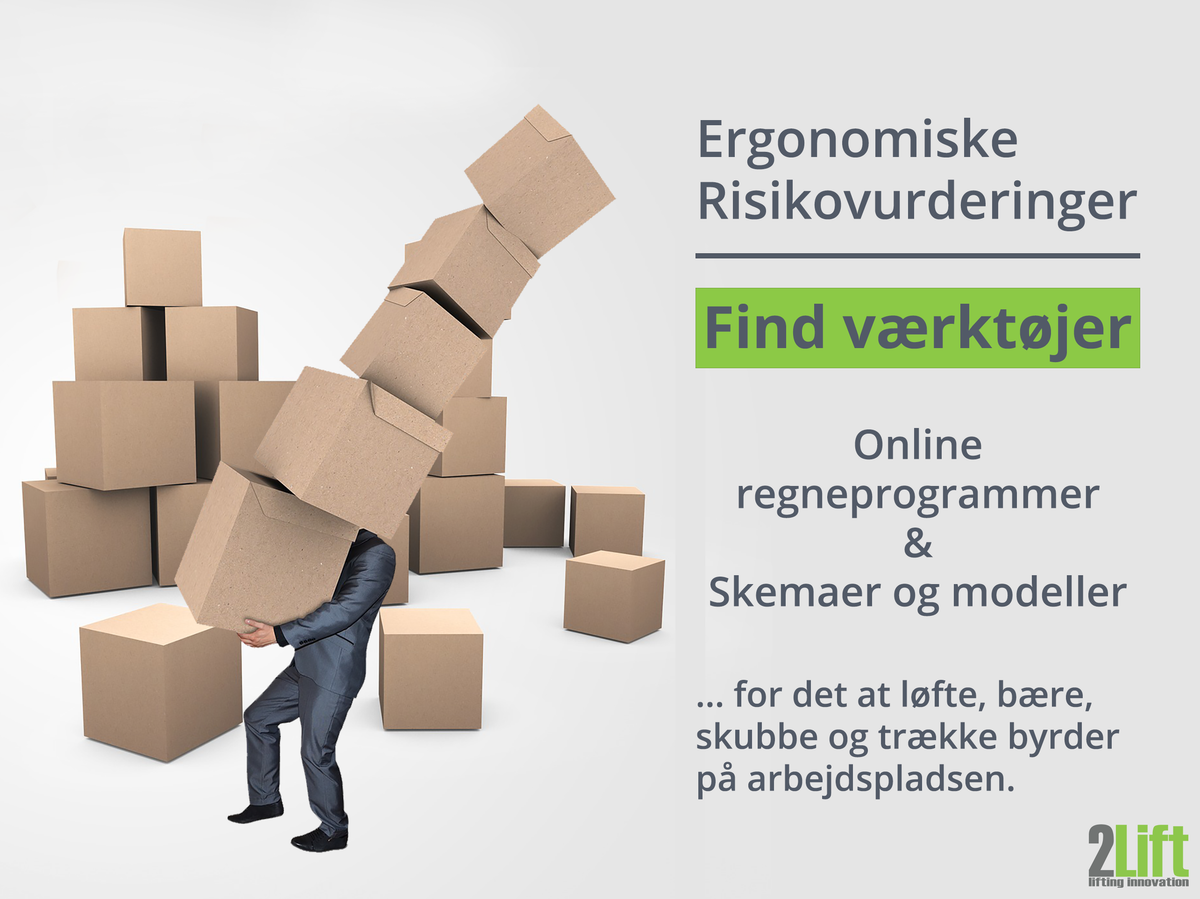 Værktøjer til ergonomiske risikovurderinger for manuel håndtering af byrder. Retningslinjer og regneprogrammer.