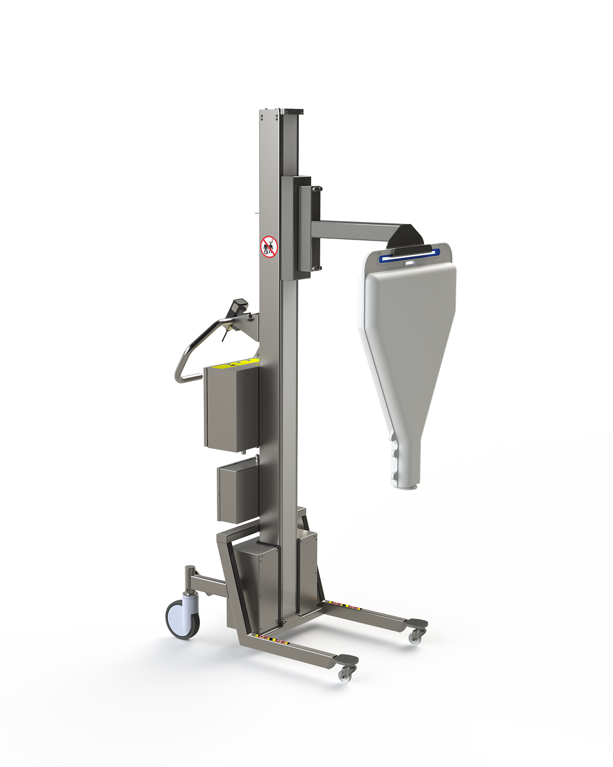 Skræddersyet løfteværktøj til fastgørelse af en specialsæk på en 150 kg farma-lift.