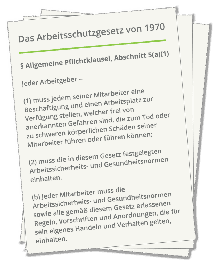 Das Arbeitsschutzgesetz von 1970. § Allgemeine Pflichtklausel, Abschnitt 5(a)(1).