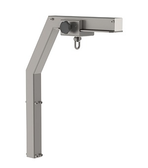 An easily customisable material handling crane for lifting and positioning loads. When combined with a swing tool, the rail crane arm (RCA) can move laterally.