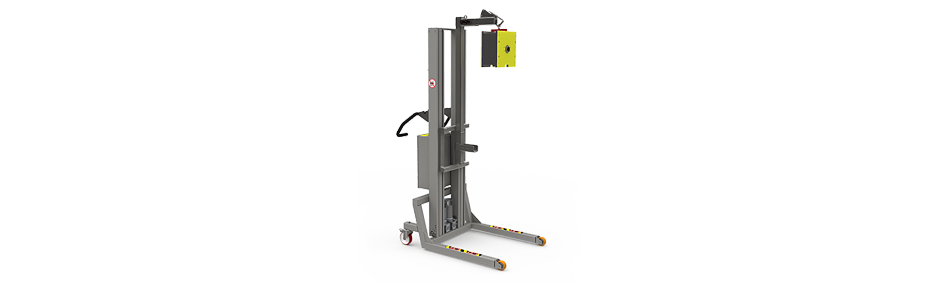 Specialdesignet løftekran med justerbar bomarm og krogsystem til håndtering af maskindele. 2Lift ApS. 